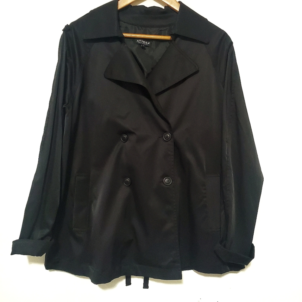 Attesa Maternity Black Trench Coat Size Large